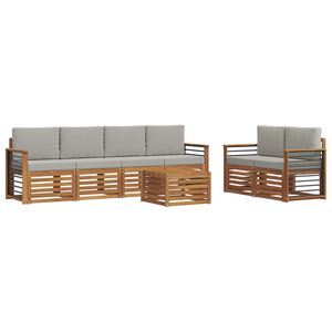 vidaXL Conjunto de sof&aacute;s de exterior 7 pcs Gris Natural y Claro