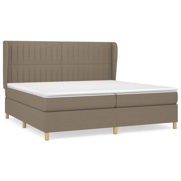 vidaXL Cama box spring con colch&oacute;n tela gris taupe 200x200 cm
