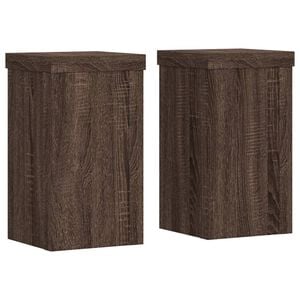 vidaXL Soportes de plantas 2 uds madera marr&oacute;n roble 10x10x18 cm