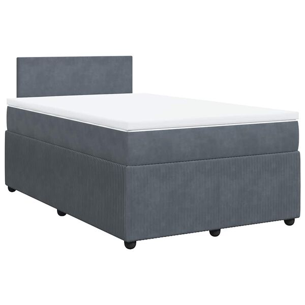 vidaXL Cama box spring con colch&oacute;n terciopelo gris oscuro 120x200 cm