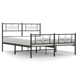 vidaXL Estructura cama sin colch&oacute;n con estribo metal negro 140x200 cm