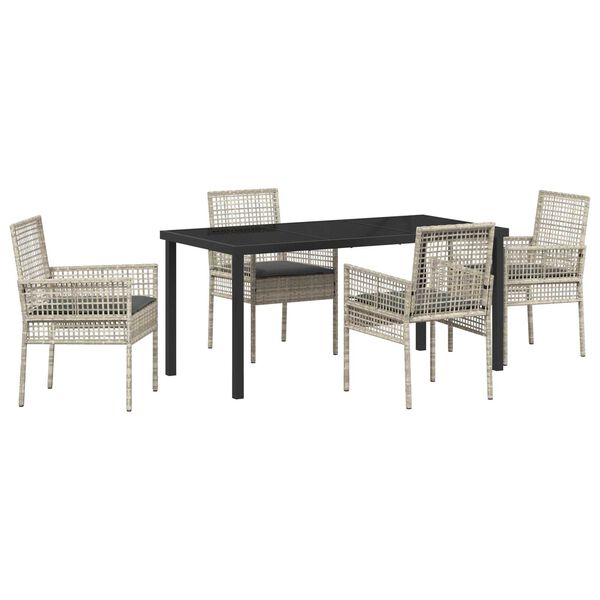 vidaXL Conjunto de Comedor de Jard&iacute;n 5 pcs Gris Claro rat&aacute;n sint&eacute;tico