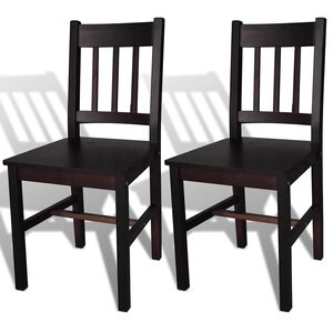 vidaXL Sillas de comedor 2 unidades madera de pino marr&oacute;n oscuro