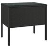 vidaXL Mesa auxiliar vidrio templado rat&aacute;n sint&eacute;tico negro 53x37x48 cm
