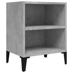 vidaXL Mesita de noche con patas metal gris hormig&oacute;n 40x30x50 cm