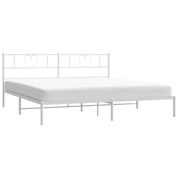 vidaXL Estructura cama sin colch&oacute;n con cabecero metal blanco 180x200cm