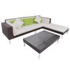 vidaXL Set muebles de jard&iacute;n 4 piezas y cojines rat&aacute;n sint&eacute;tico marr&oacute;n
