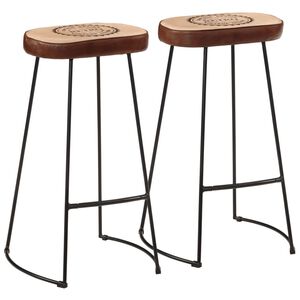 vidaXL Taburetes de barra 2 uds marr&oacute;n oscuro 44x37,5x78 cm