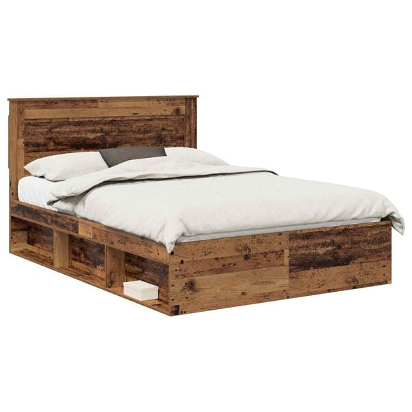 vidaXL Estructura de cama con cabecera Madera vieja 140 x 200 cm