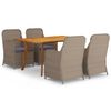 vidaXL Juego de comedor para jard&iacute;n 5 piezas marr&oacute;n
