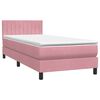 vidaXL Cama box spring con colch&oacute;n y LED terciopelo rosa 100x220 cm