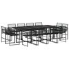 vidaXL Set de comedor de jard&iacute;n 13 pzas rat&aacute;n sint&eacute;tico negro