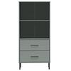 vidaXL Librer&iacute;a con 2 cajones OSLO madera maciza gris 60x35x128,5 cm