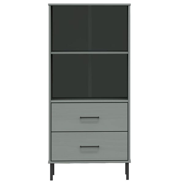 vidaXL Librer&iacute;a con 2 cajones OSLO madera maciza gris 60x35x128,5 cm