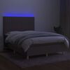 vidaXL Cama box spring colch&oacute;n y luces LED tela gris taupe 140x190 cm