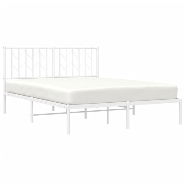 vidaXL Estructura cama sin colch&oacute;n con cabecero metal blanco 135x190cm
