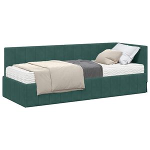 vidaXL Estructura de Cama Esquina con Colch&oacute;n 2 pcs Verde Terciopelo