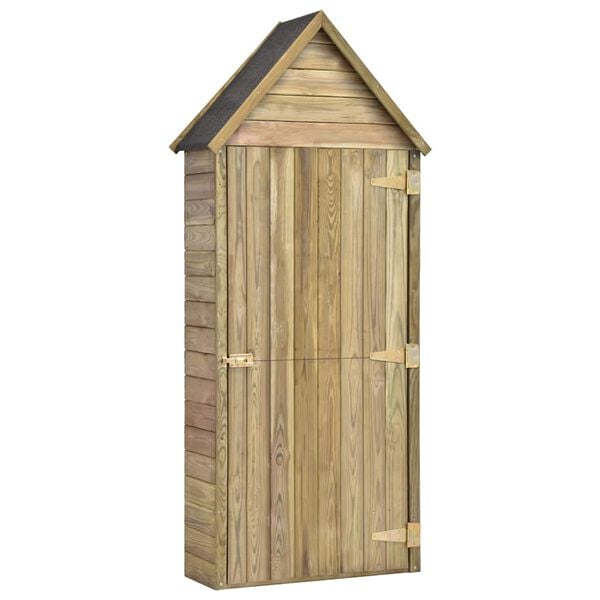 vidaXL Caseta herramientas jardín con puerta madera pino 69,5x32x178cm