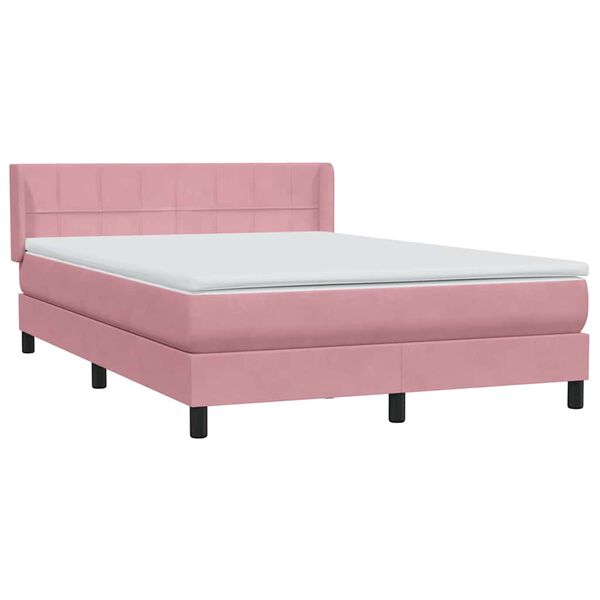 vidaXL Cama box spring con colch&oacute;n terciopelo rosa 140x210 cm