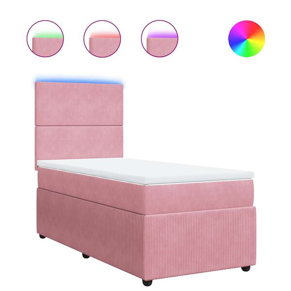 vidaXL Cama box spring con colch&oacute;n terciopelo rosa 90x200 cm