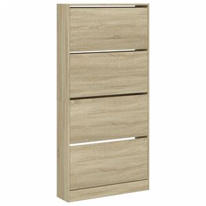 vidaXL Zapatero 4 cajones abatibles roble Sonoma 80x21x163,5 cm