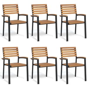 vidaXL Sillas de jard&iacute;n apilables 6 uds madera maciza acacia y metal