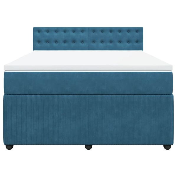 vidaXL Cama box spring con colch&oacute;n terciopelo azul 160x200 cm