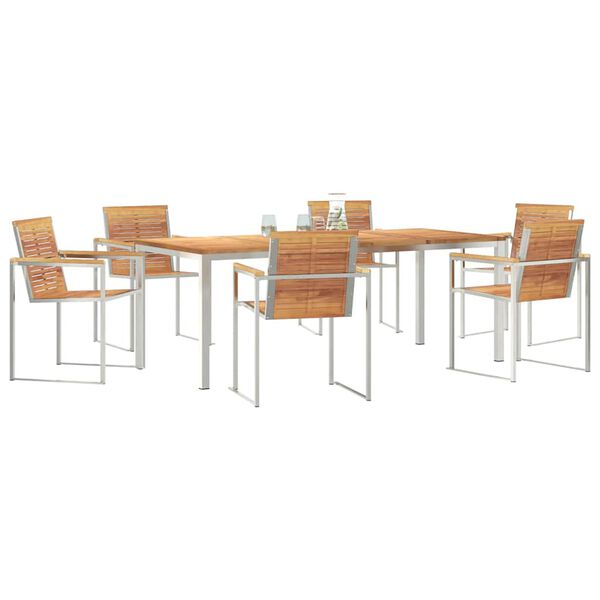 vidaXL Conjunto de Comedor de Jard&iacute;n 7 pcs Madera de teca maciza