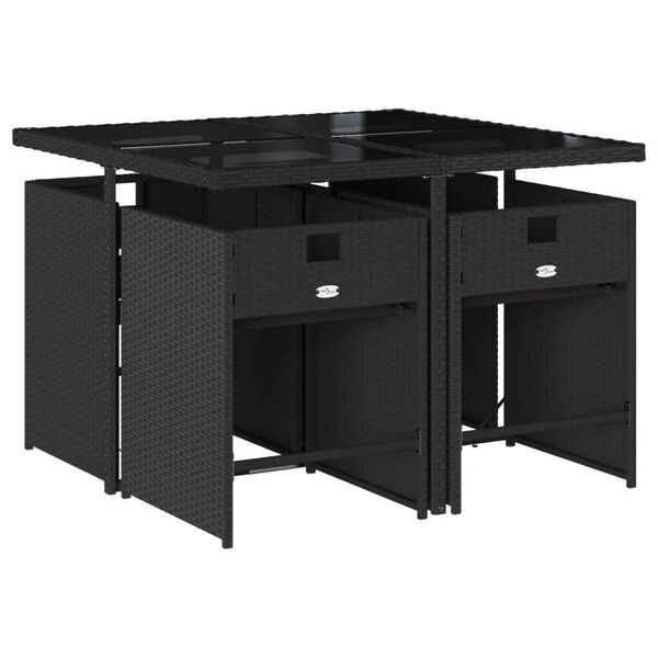 vidaXL Set de muebles jard&iacute;n 5 pzas con cojines rat&aacute;n sint&eacute;tico negro