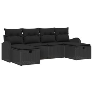vidaXL Conjunto de sof&aacute; de jard&iacute;n 6 pcs Negro rat&aacute;n sint&eacute;tico
