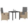 vidaXL Conjunto de Comedor de Jard&iacute;n 3 pcs Beige rat&aacute;n sint&eacute;tico