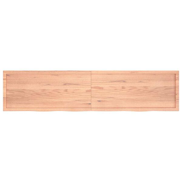 vidaXL Encimera ba&ntilde;o madera maciza tratada marr&oacute;n claro 220x50x(2-4)cm