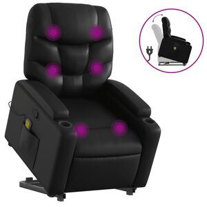 vidaXL Sill&oacute;n reclinable de masaje de pie cuero artificial negro