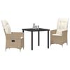 vidaXL Conjunto de Comedor de Jard&iacute;n 3 pcs Beige rat&aacute;n sint&eacute;tico