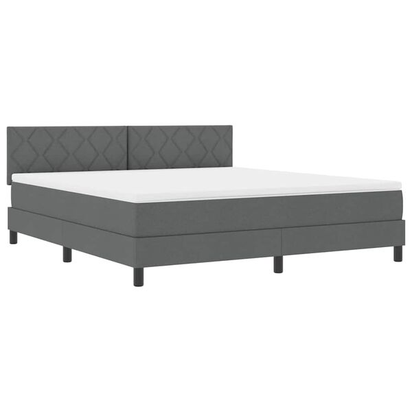 vidaXL Cama tipo Box Spring con colch&oacute;n Gris oscuro 180 x 200 cm tela