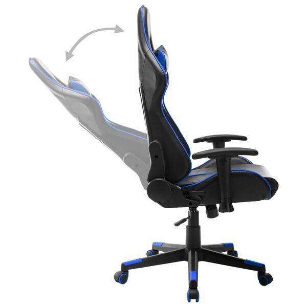 vidaXL Silla de gaming de cuero sint&eacute;tico negro y azul