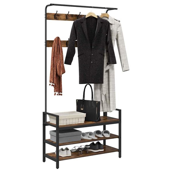 vidaXL Perchero Roble ahumado 95 x 34 x 184 cm Madera de ingenier&iacute;a