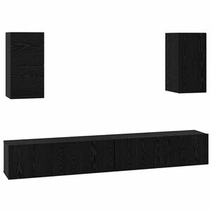 vidaXL Mueble de TV de Pared Roble negro Madera contrachapada