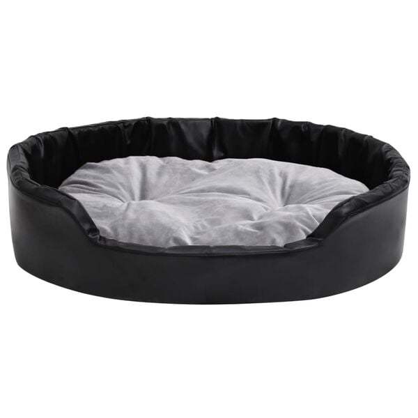 vidaXL Cama para perros felpa y cuero sint&eacute;tico negro gris 90x79x20 cm