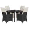 vidaXL Set de muebles jard&iacute;n 5 pzas con cojines rat&aacute;n sint&eacute;tico negro