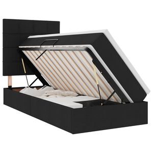 vidaXL Cama con almacenamiento y LED Negro 90 x 190 cm Poli&eacute;ster