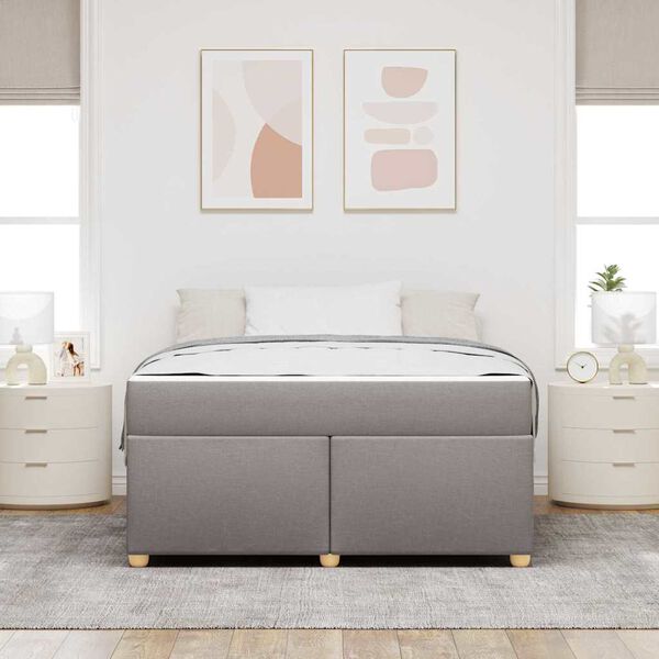 vidaXL Estructura de cama con colch&oacute;n Taup&eacute; 140 x 200 cm tela
