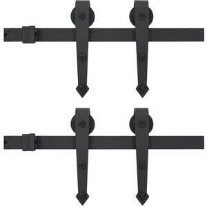 vidaXL Gu&iacute;as con carril para puerta corredera 2 uds 183 cm acero negro