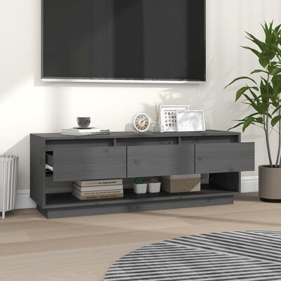 vidaXL Mueble de TV de madera maciza de pino gris 110,5x34x40 cm