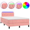 vidaXL Cama box spring con colch&oacute;n y LED terciopelo rosa 120x190 cm
