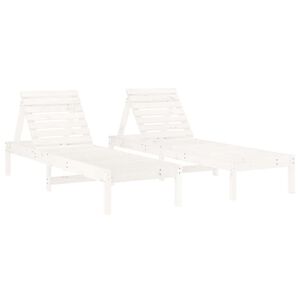 vidaXL Tumbonas 2 unidades madera maciza de pino blanco 199,5x60x74 cm