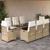 vidaXL Set comedor de jard&iacute;n 9 pzas con cojines rat&aacute;n sint&eacute;tico beige