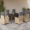 vidaXL Set comedor de jard&iacute;n 7 pzas con cojines rat&aacute;n sint&eacute;tico beige