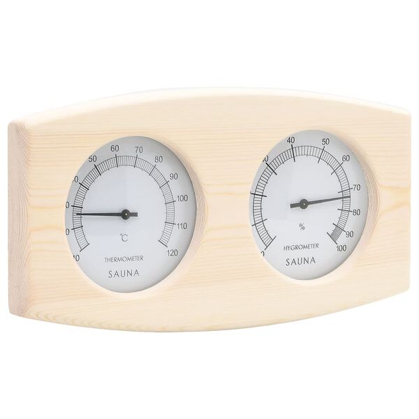 vidaXL Higroterm&oacute;grafo y reloj de arena para sauna 2 en 1 madera pino