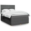 vidaXL Cama box spring con colch&oacute;n tela gris oscuro 140x190 cm